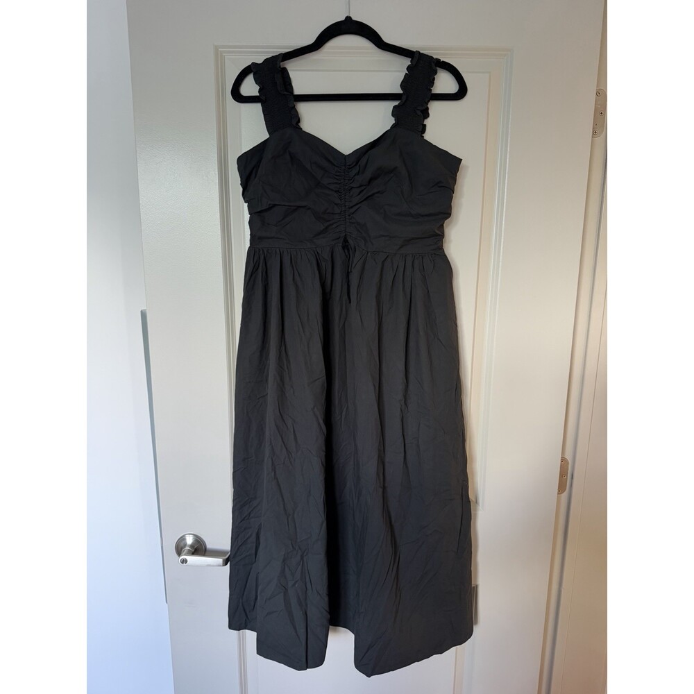 Rails NWT Irisa Dress in Black Size Large Cotton Poplin Midi Sweetheart Neckline - Picture 4 of 10